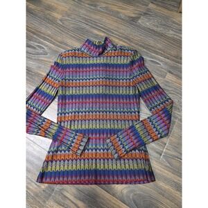 RAMY BROOK Exclusive ADINA Turtleneck Chevron Rib Pullover Multicolor Size Small